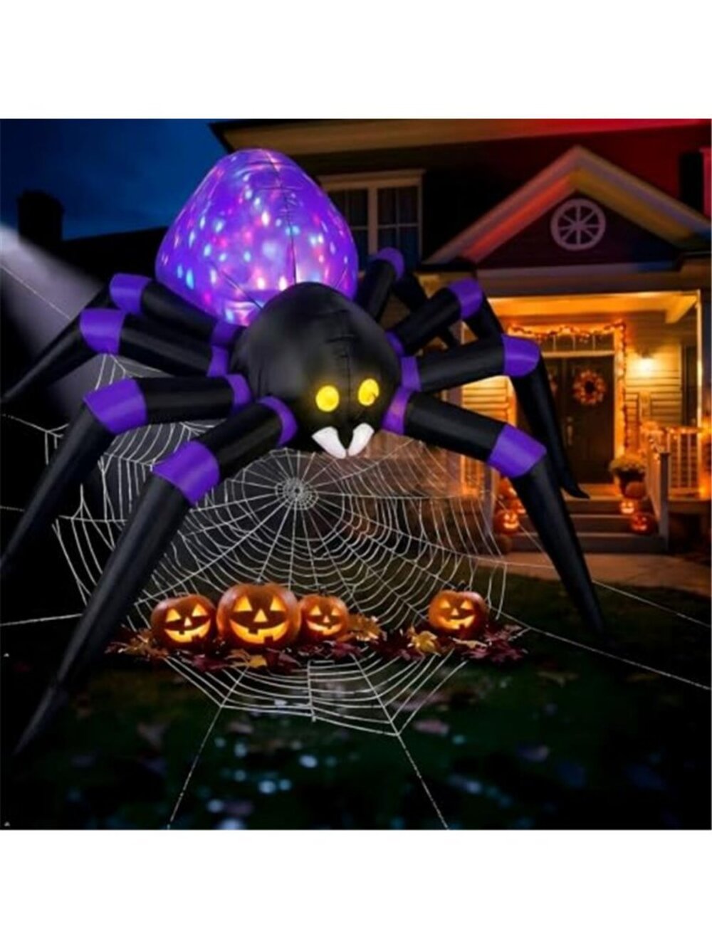 6FT Halloween Purple Inflatables Spider Decorations,Scary Outdoor Decor with